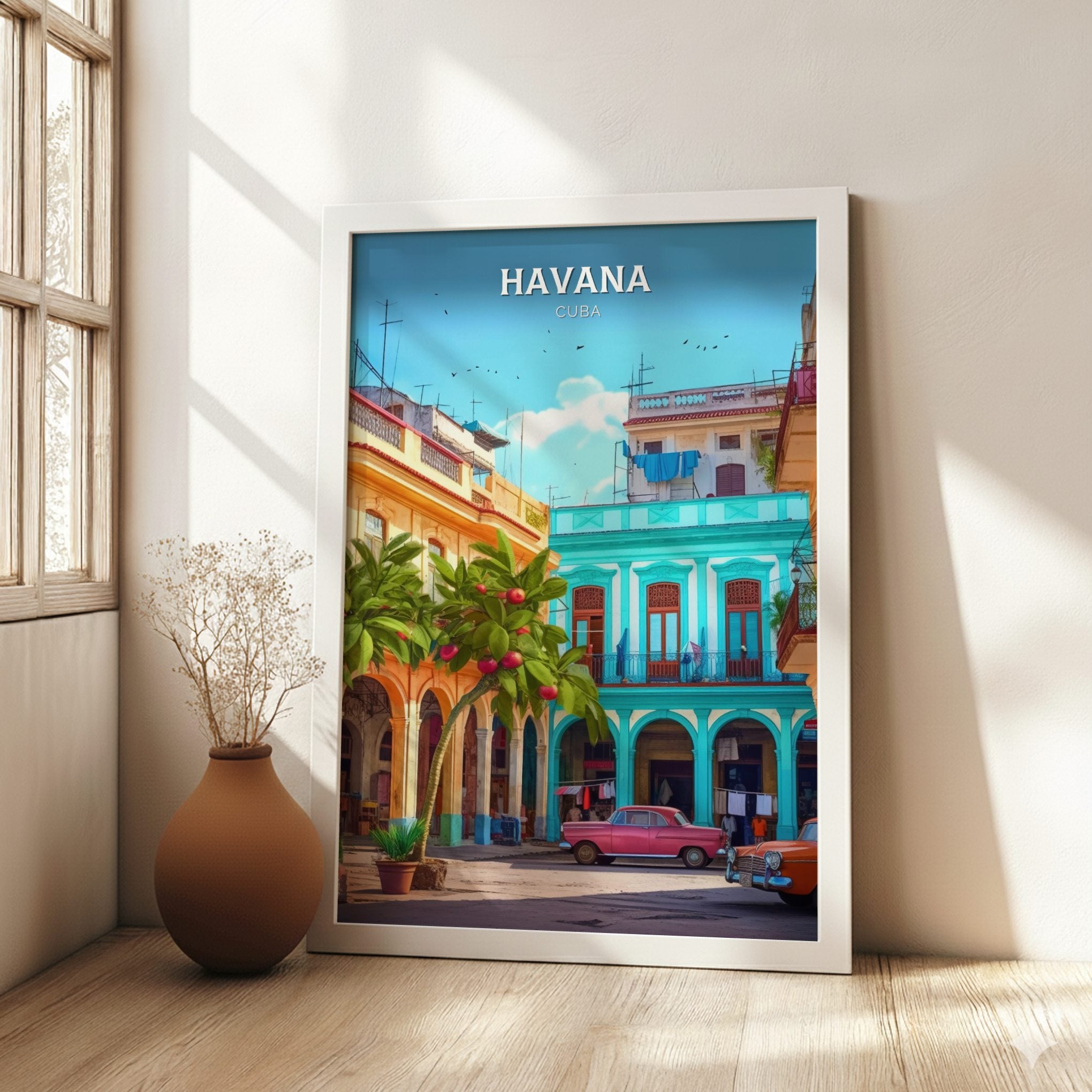South America HAVANA TRAVEL POSTER - RETRO CUBA ART