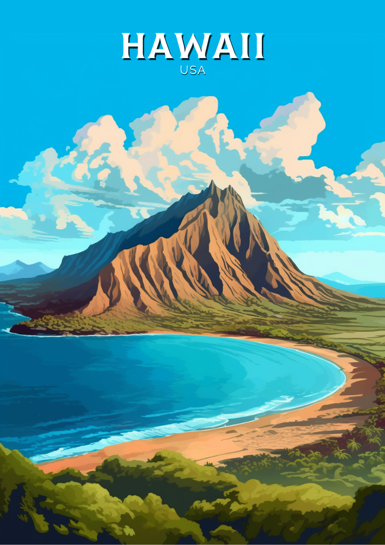 North AmericaHAWAII TRAVEL PRINT - USA ARTWORK