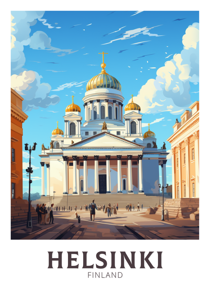 Europe HELSINKI TRAVEL ART - FINLAND POSTER
