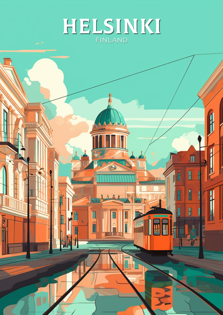 Europe HELSINKI TRAVEL POSTER - FINLAND ARTWORK