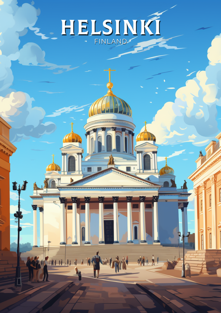 Europe HELSINKI TRAVEL PRINT - FINLAND ARTWORK