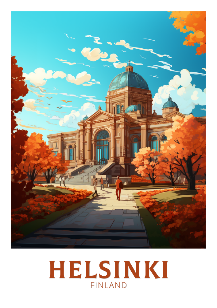 Europe HELSINKI TRAVEL ILLUSTRATION - FINLAND POSTER