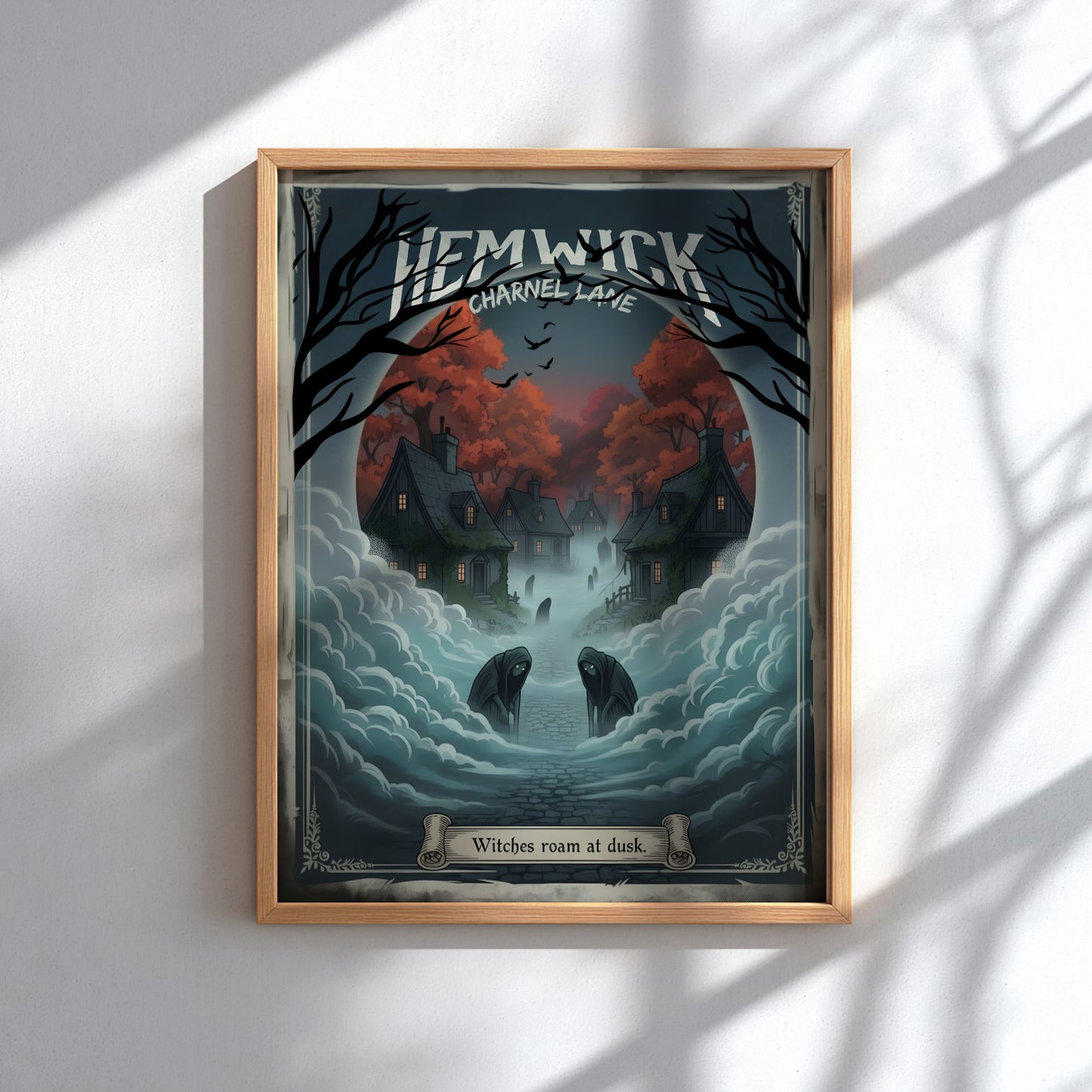 Framed artwork of Hemwick Charnel Lane from Bloodborne.