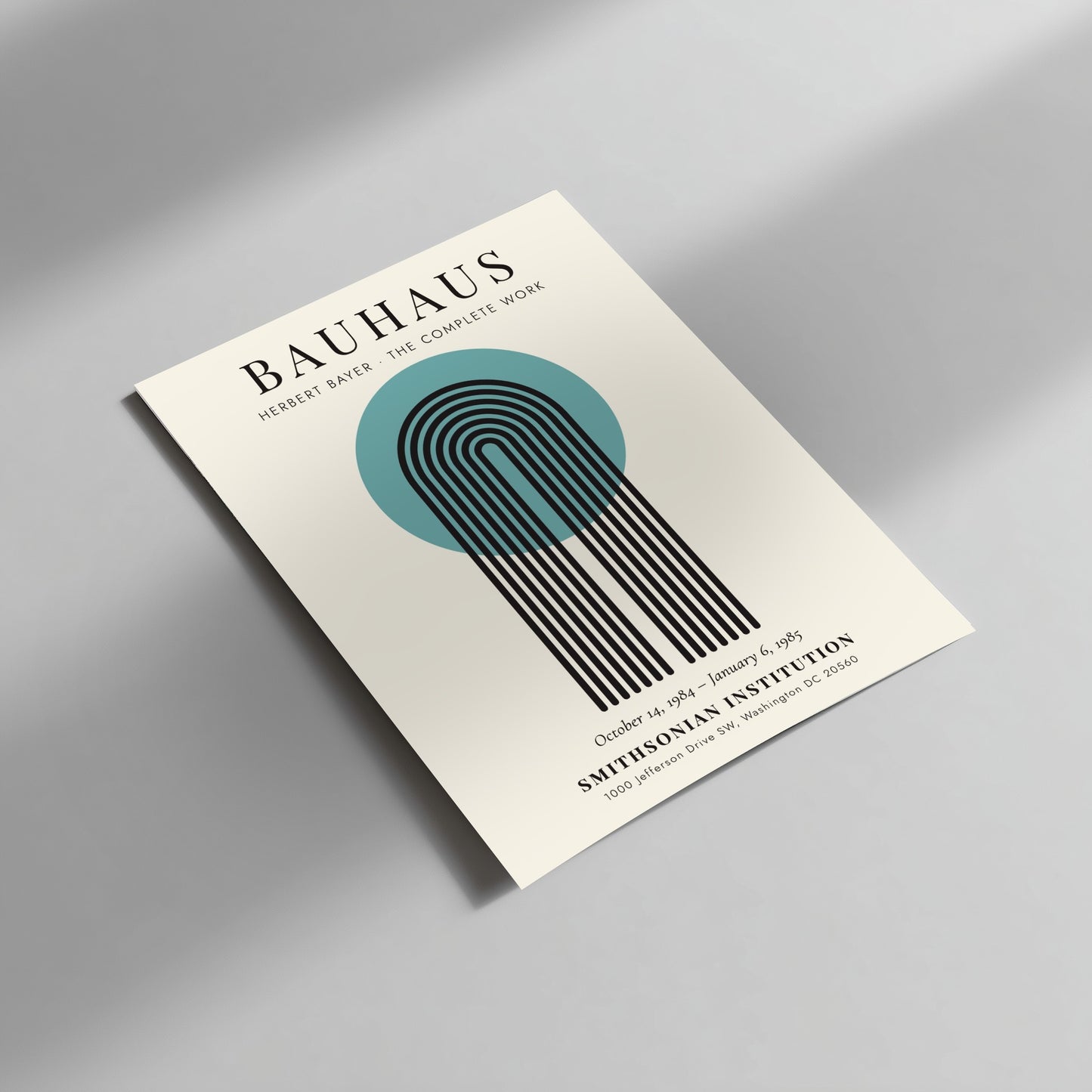 Bauhaus poster featuring Herbert Bayer's design with geometric shapes and vibrant colors