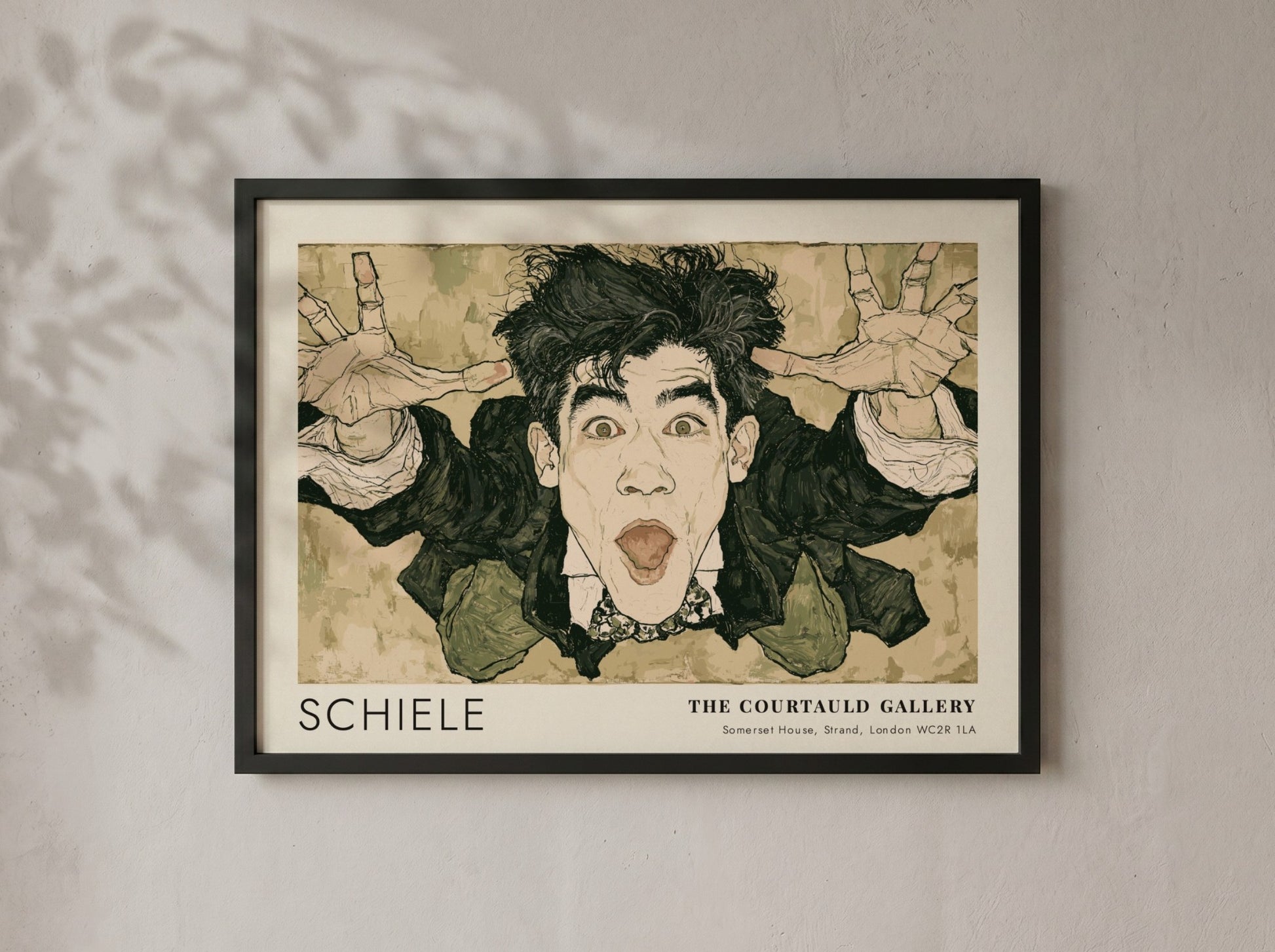 Wall art poster featuring an expressive Egon Schiele self-portrait with text from The Courtauld Gallery
