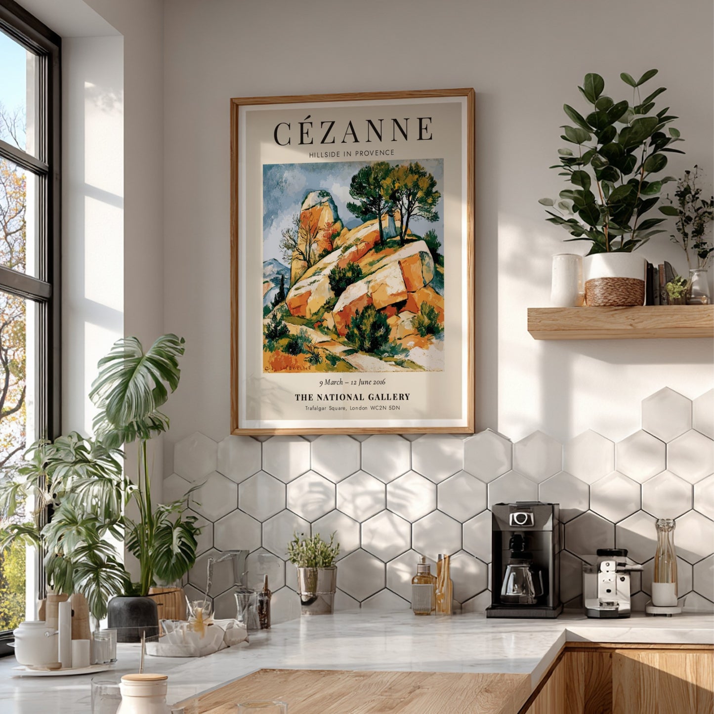 Cézanne Exhibition Poster featuring Hillside in Provence with vibrant colors and impressionist style