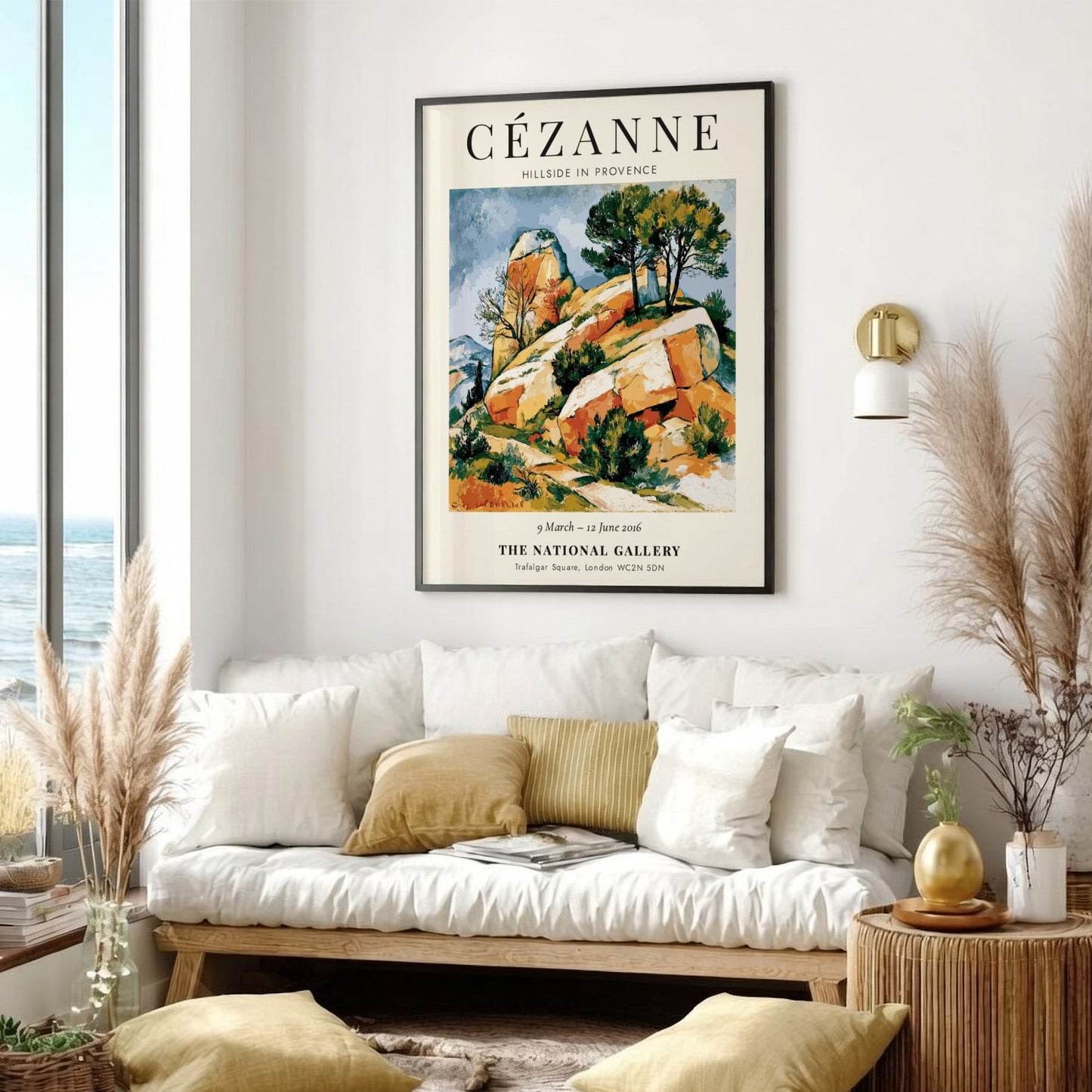 Cézanne Exhibition Poster featuring Hillside in Provence with vibrant colors and impressionist style