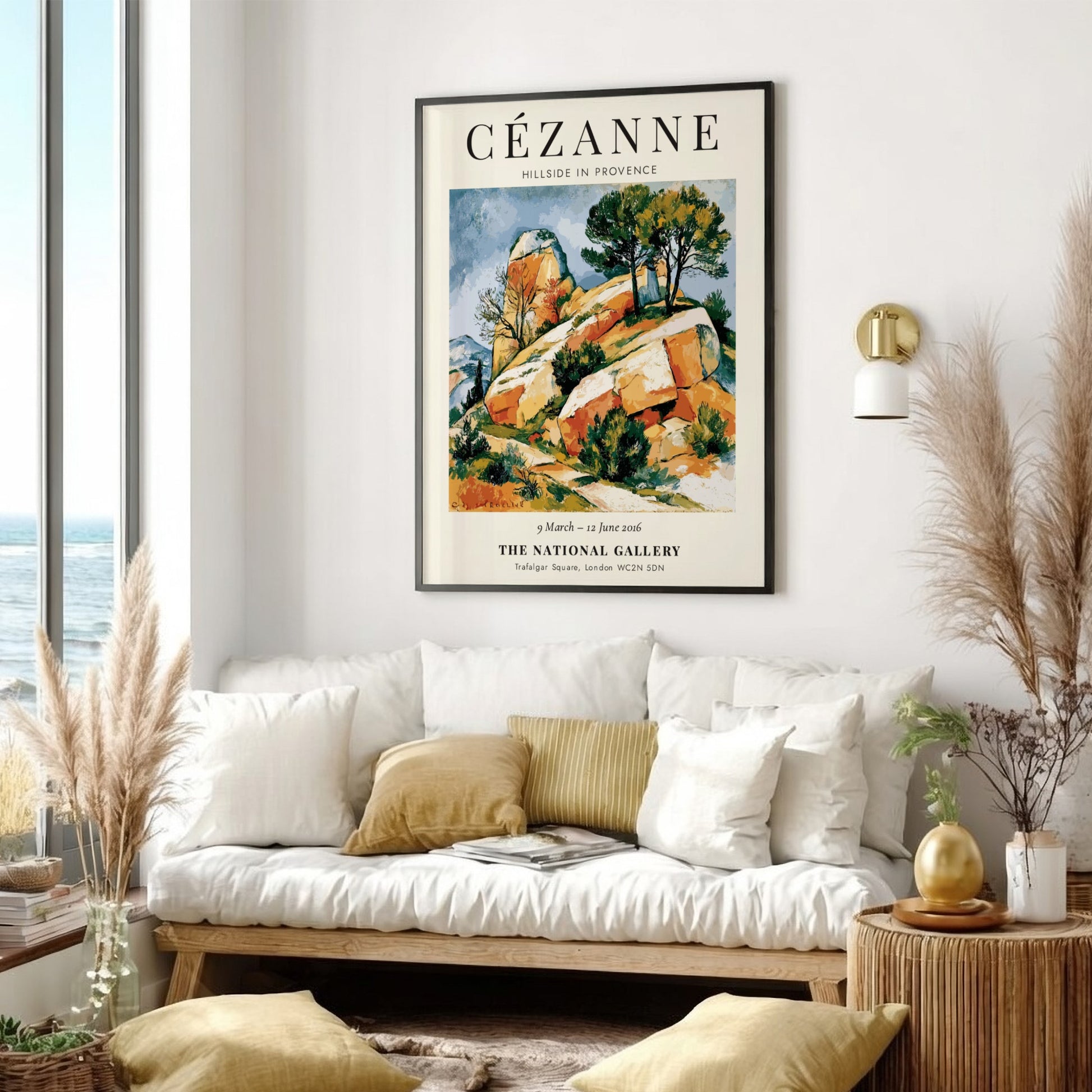 Cézanne Exhibition Poster featuring Hillside in Provence with vibrant colors and impressionist style