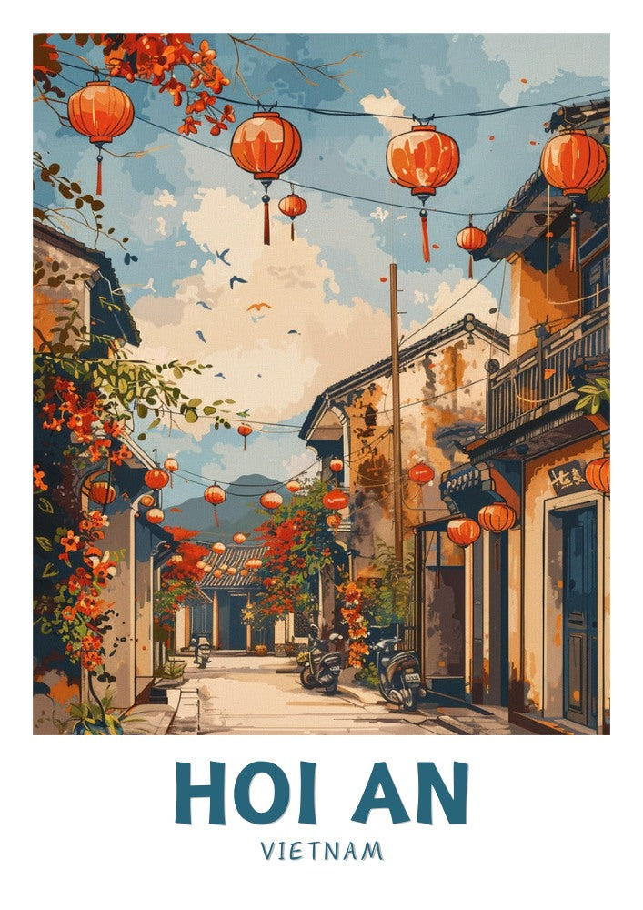 Asian HOI AN TRAVEL POSTER - VINTAGE ARTWORK