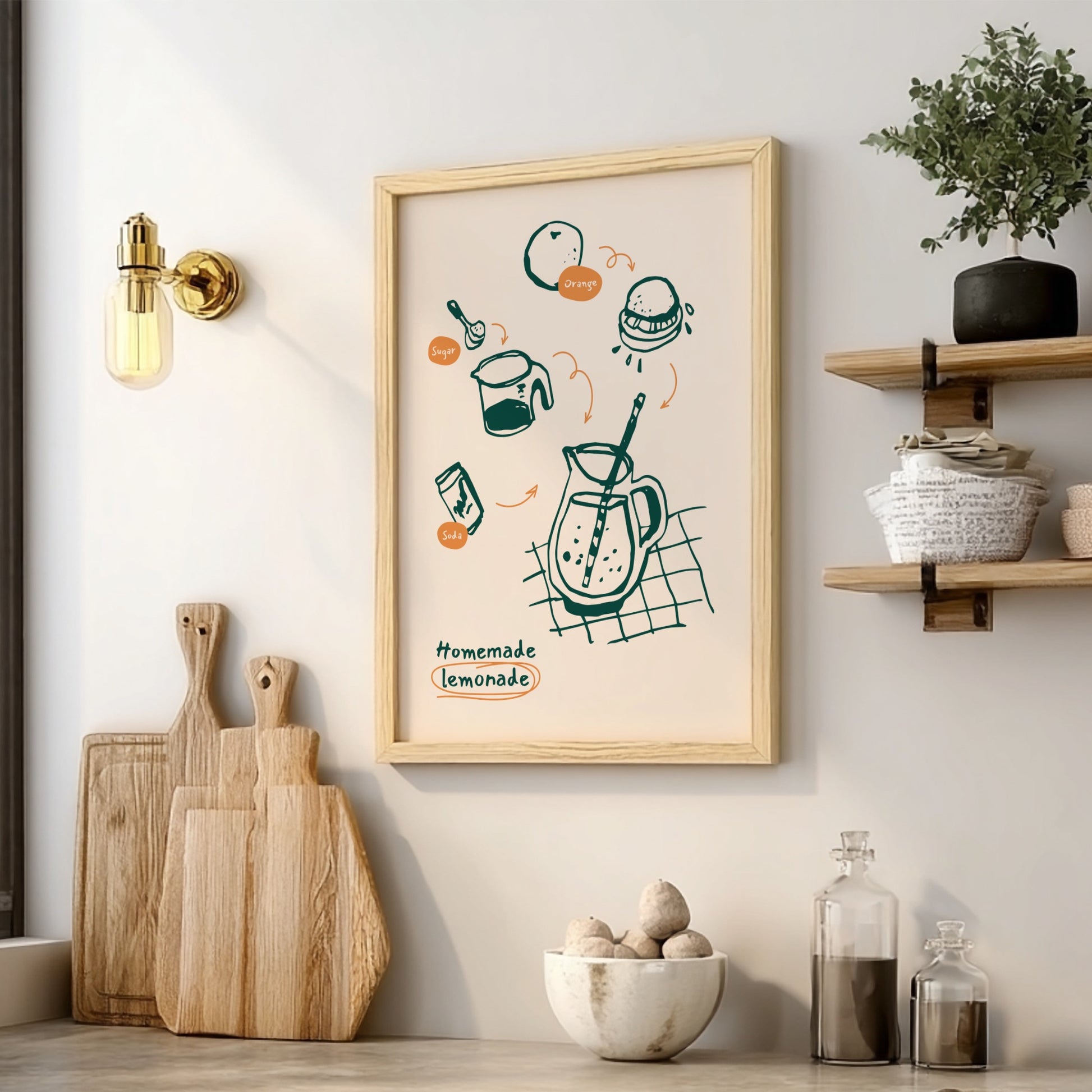 Homemade Lemonade Poster - Refreshing Citrus Drink Wall Art Print