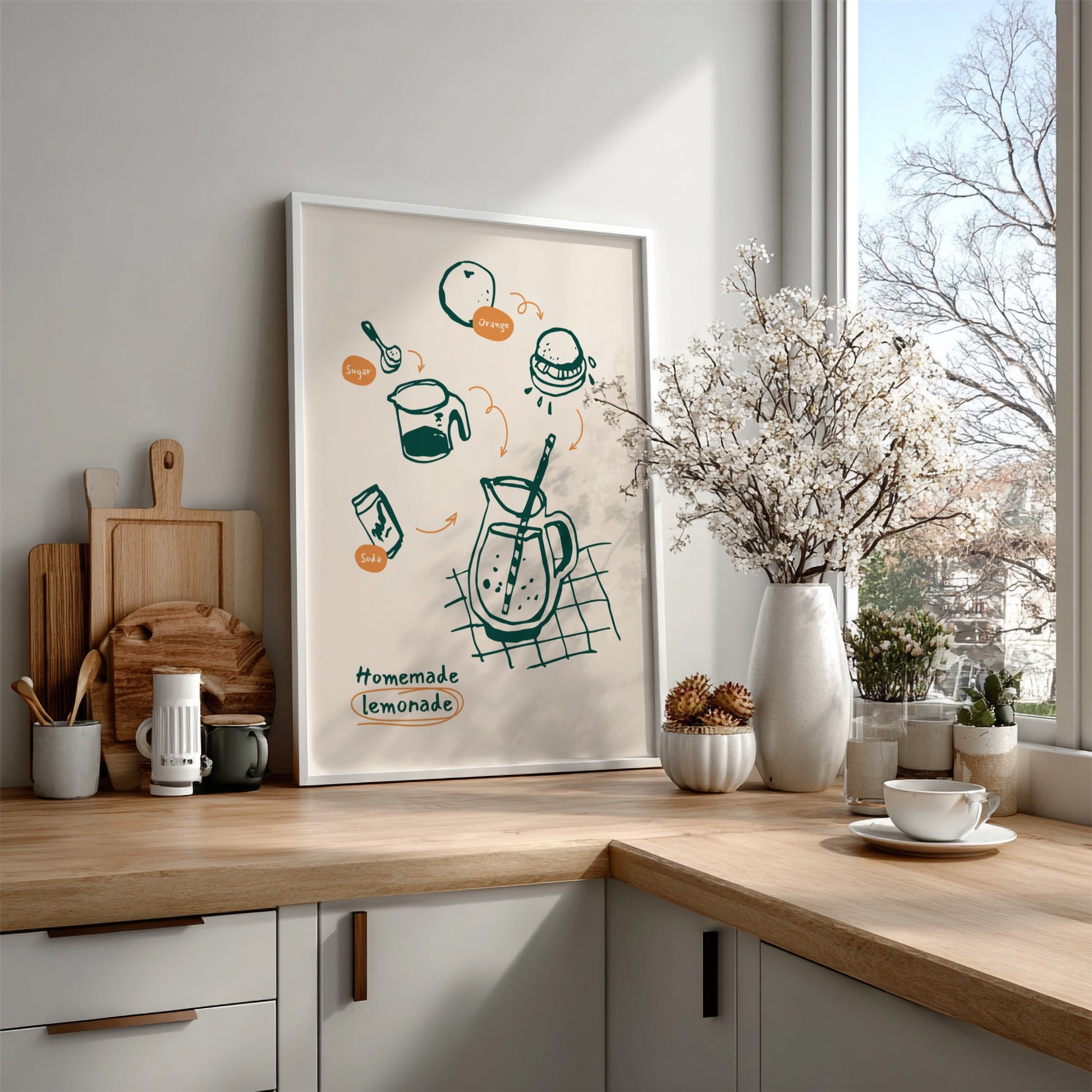 Homemade Lemonade Poster - Refreshing Citrus Drink Wall Art Print