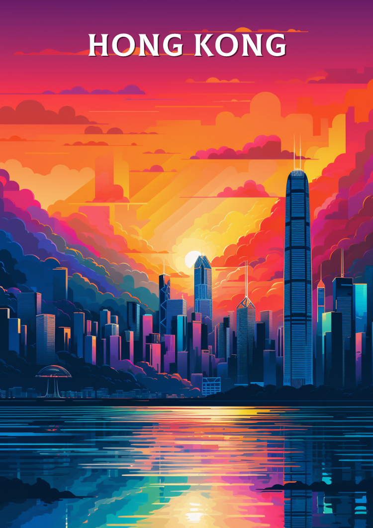 Asian HONG KONG ARTWORK - VINTAGE PRINT