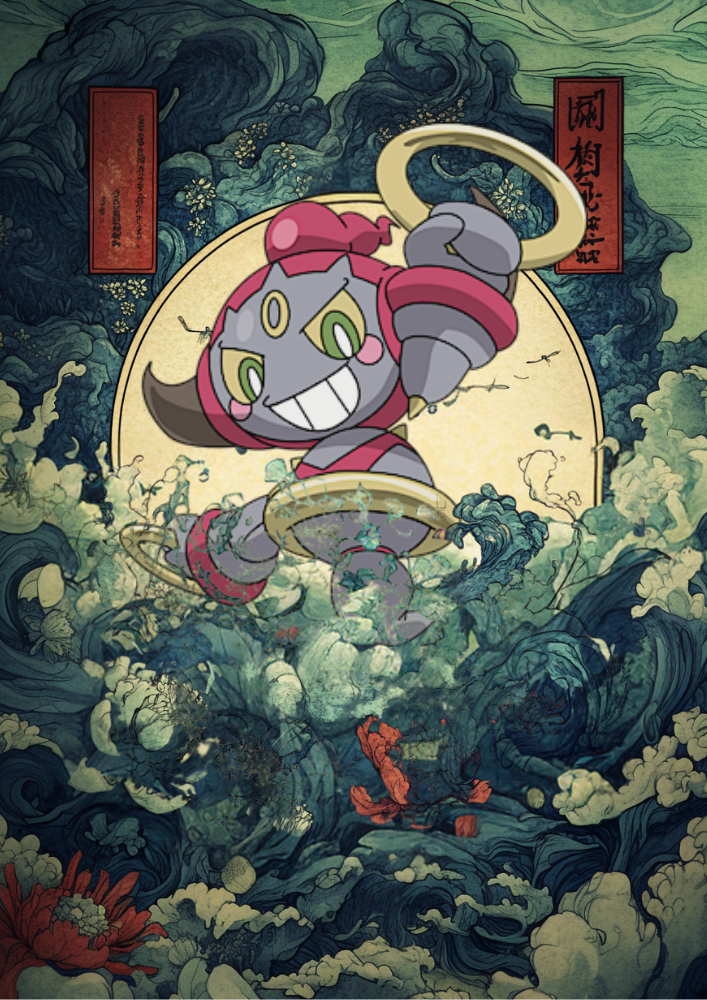 Hoopa Poster: Japanese Style Legendary Pokemon Inspired Anime Artwork, Pokemon TCG Hoopa