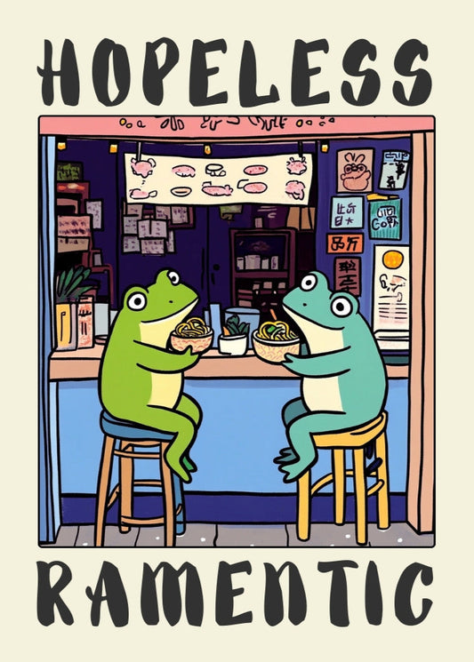 Hopeless Ramentic - Cute Frog Couple Ramen Poster