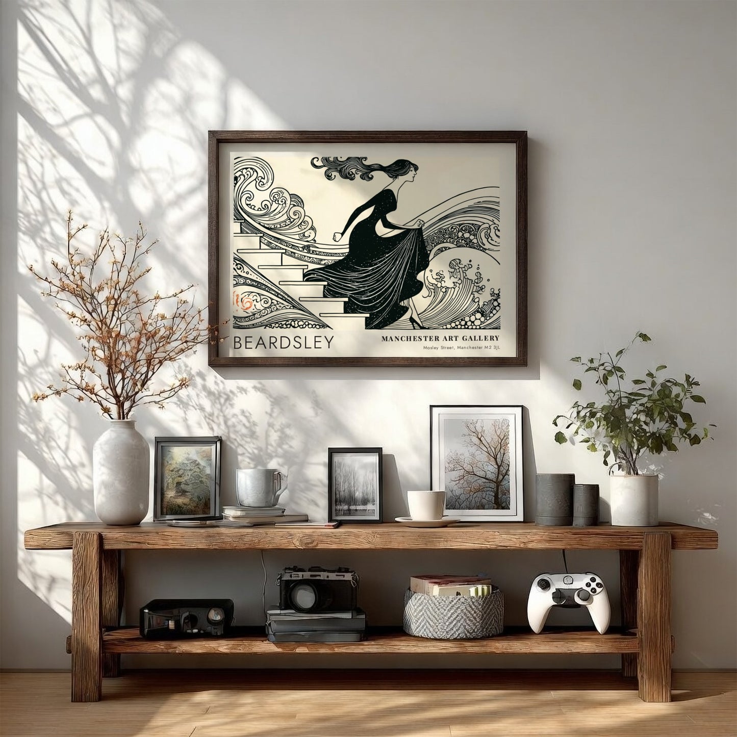 Wall art poster featuring Aubrey Beardsley's How King Arthur Saw the Questing Beast illustration.