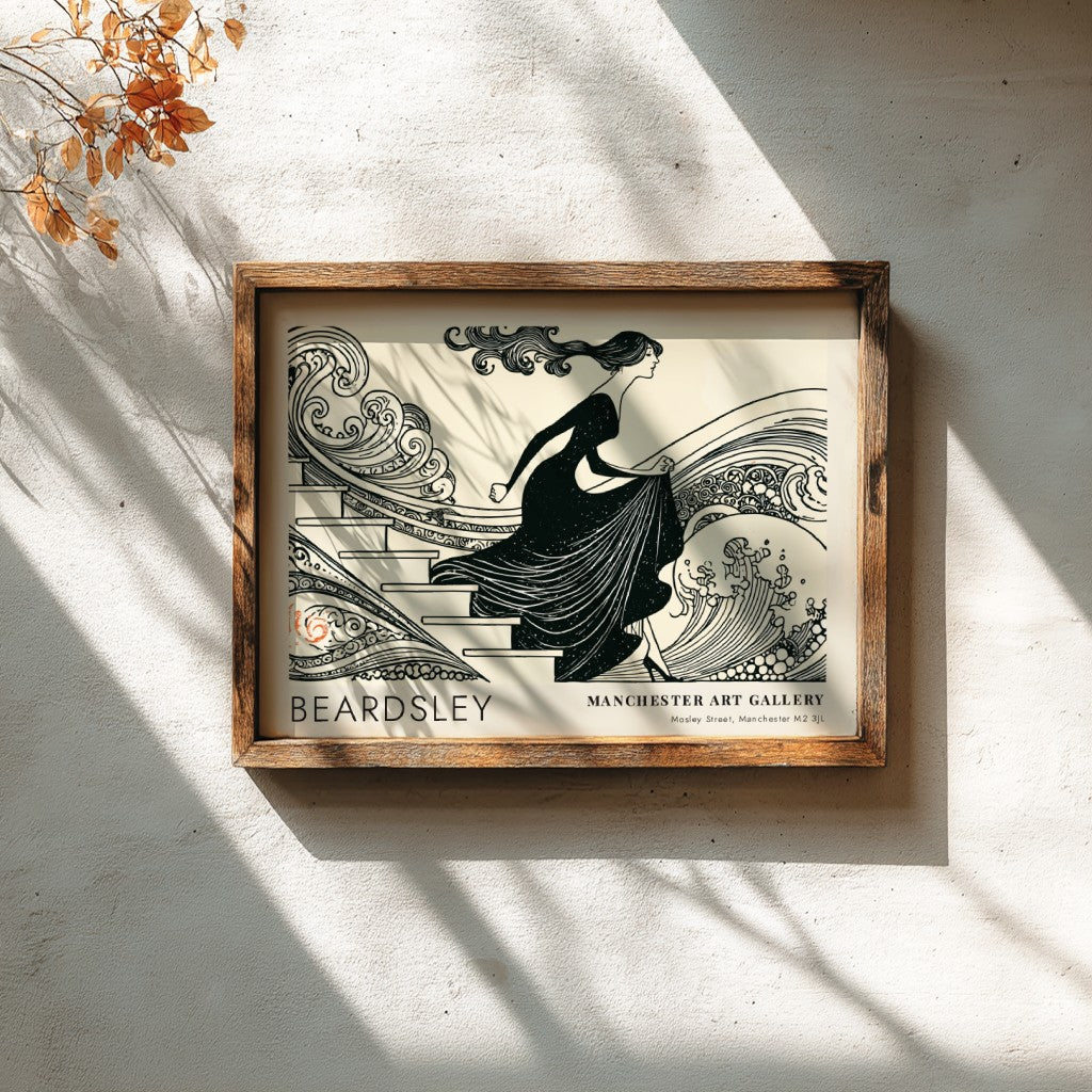 Wall art poster featuring Aubrey Beardsley's How King Arthur Saw the Questing Beast illustration.