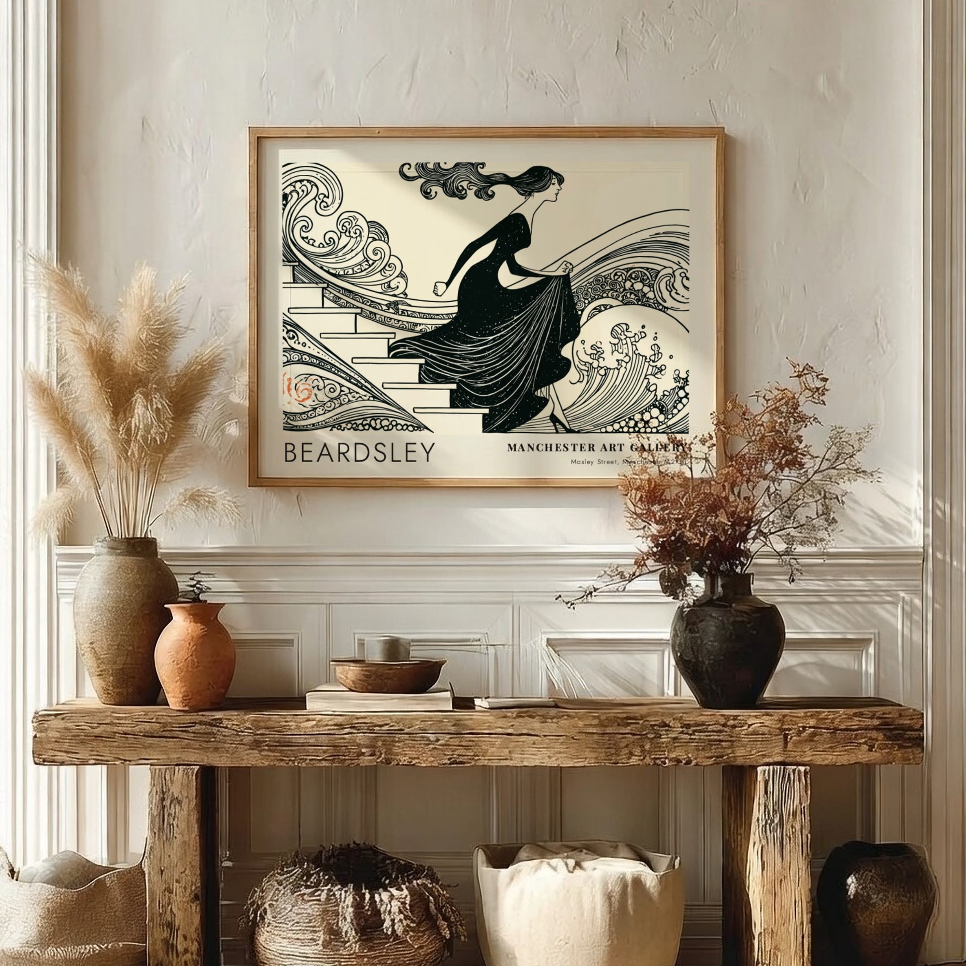 Wall art poster featuring Aubrey Beardsley's How King Arthur Saw the Questing Beast illustration.