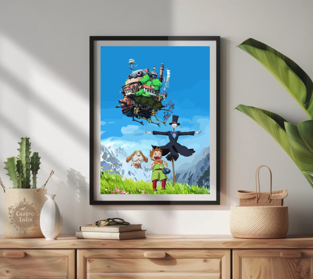 Studio Ghibli Howl's Moving Castle Inspired Poster - Anime poster