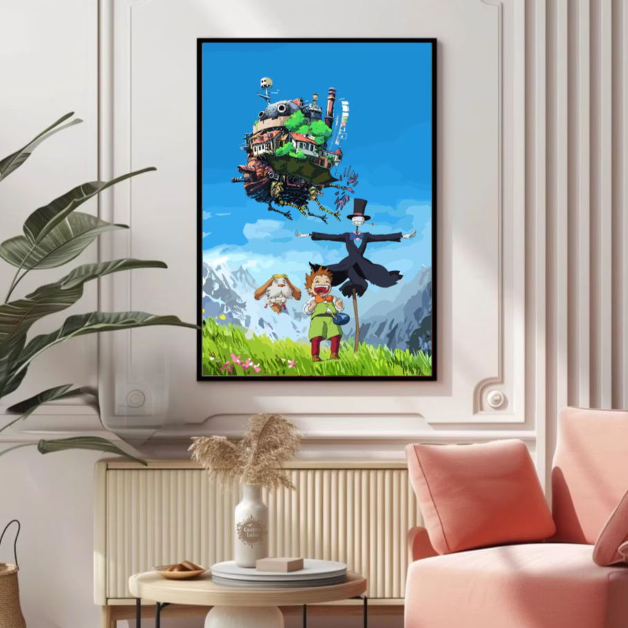 Studio Ghibli Howl's Moving Castle Inspired Poster - Anime poster