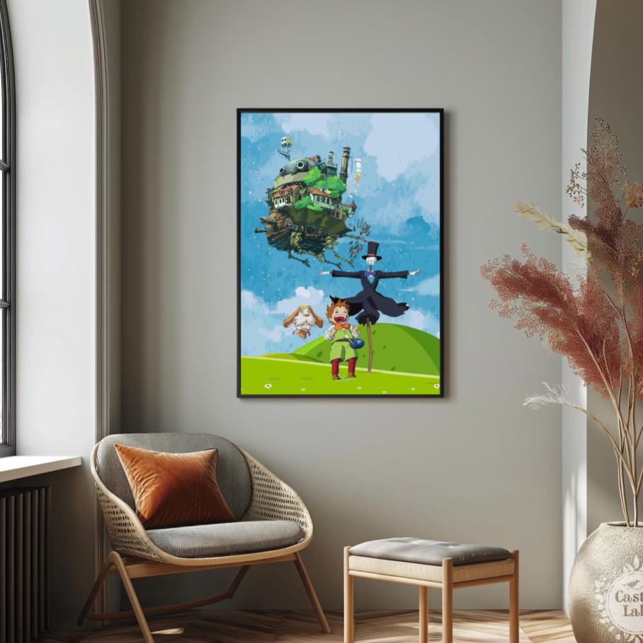 Studio Ghibli Howl's Moving Castle Inspired Poster - Anime poster