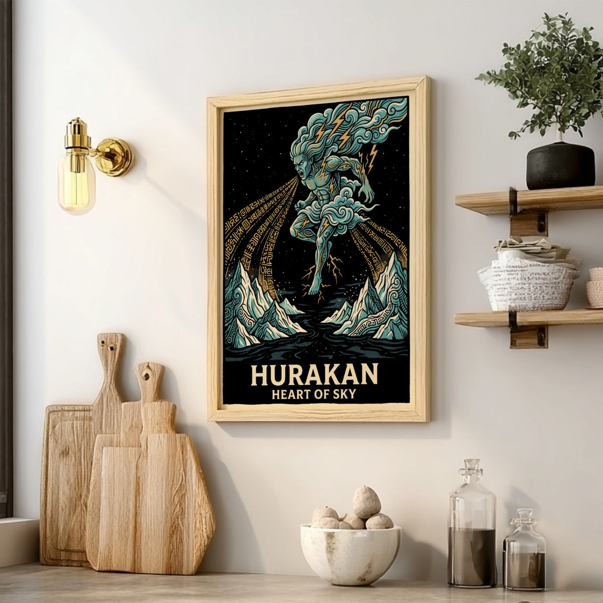 Poster of Hurakan Heart of Sky with blue storm deity and lightning bolts