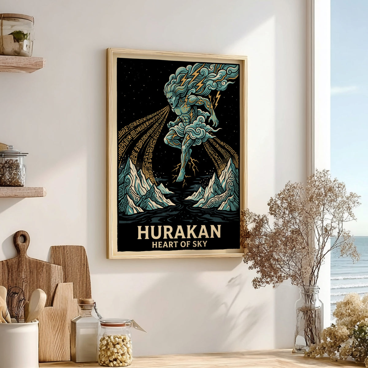 Poster of Hurakan Heart of Sky with blue storm deity and lightning bolts
