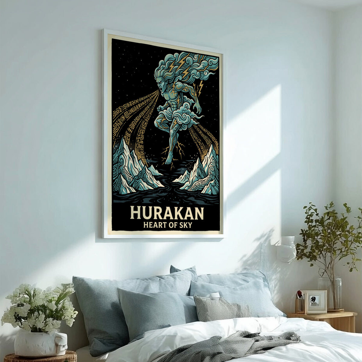 Poster of Hurakan Heart of Sky with blue storm deity and lightning bolts