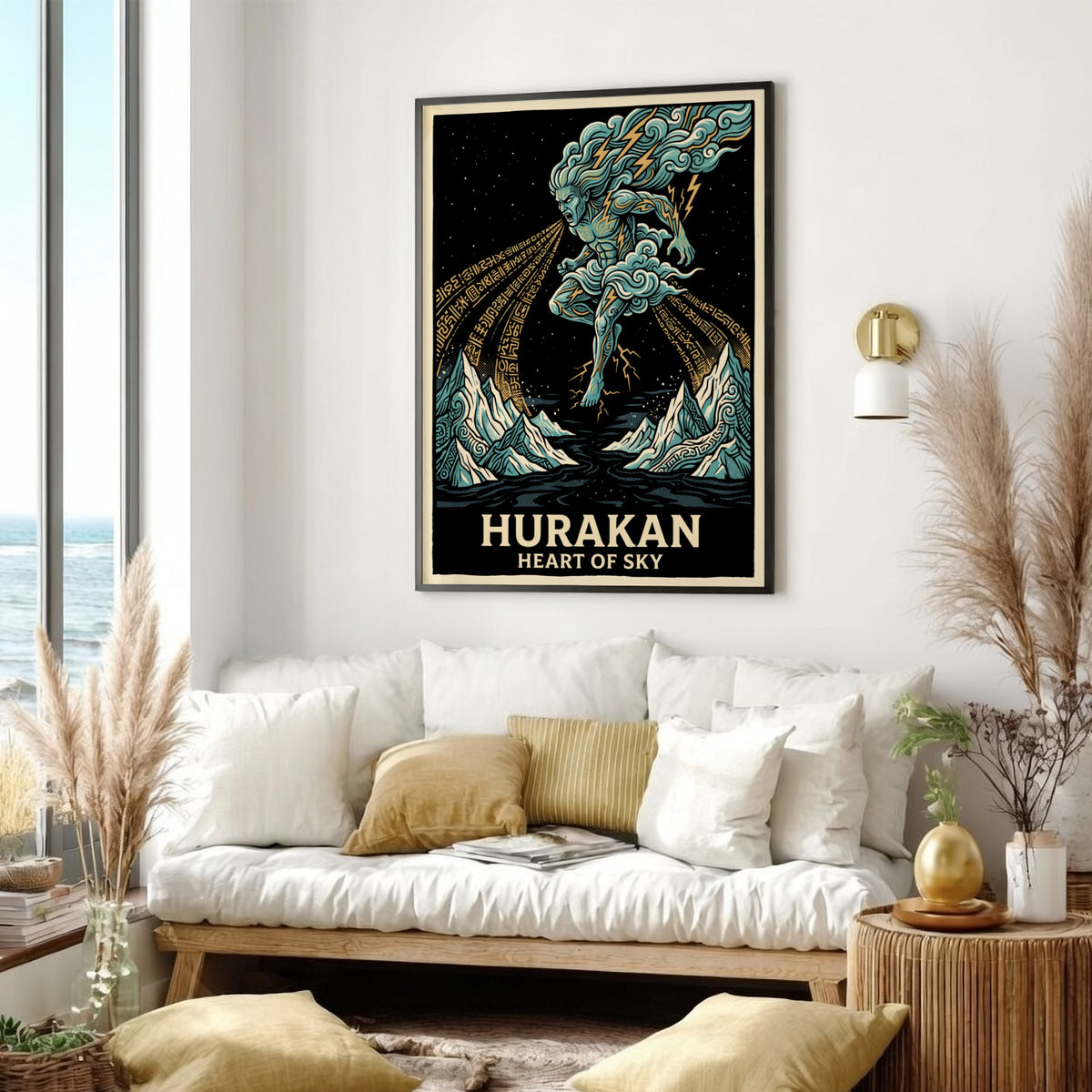 Poster of Hurakan Heart of Sky with blue storm deity and lightning bolts