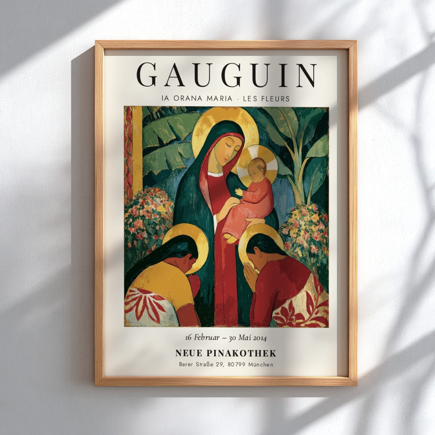 Gauguin exhibition poster featuring Ia Orana Maria with vibrant colors and expressive style