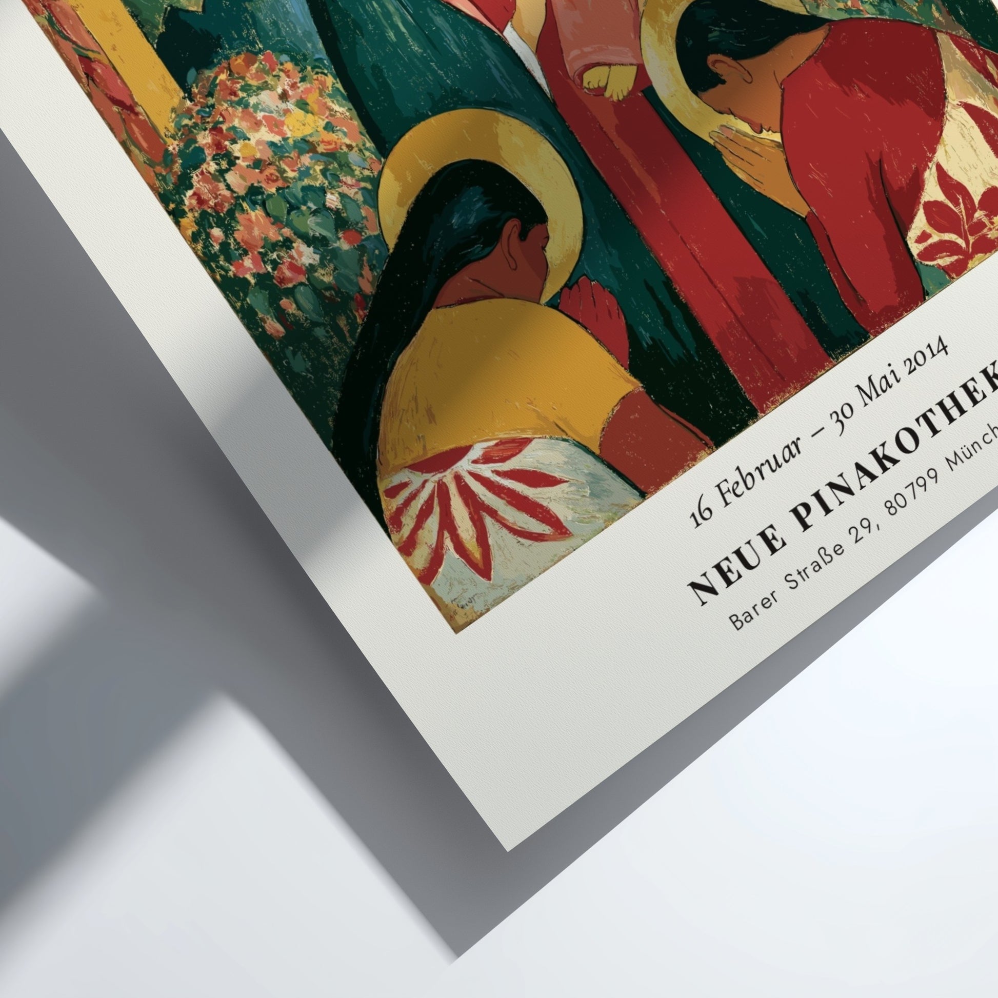 Gauguin exhibition poster featuring Ia Orana Maria with vibrant colors and expressive style