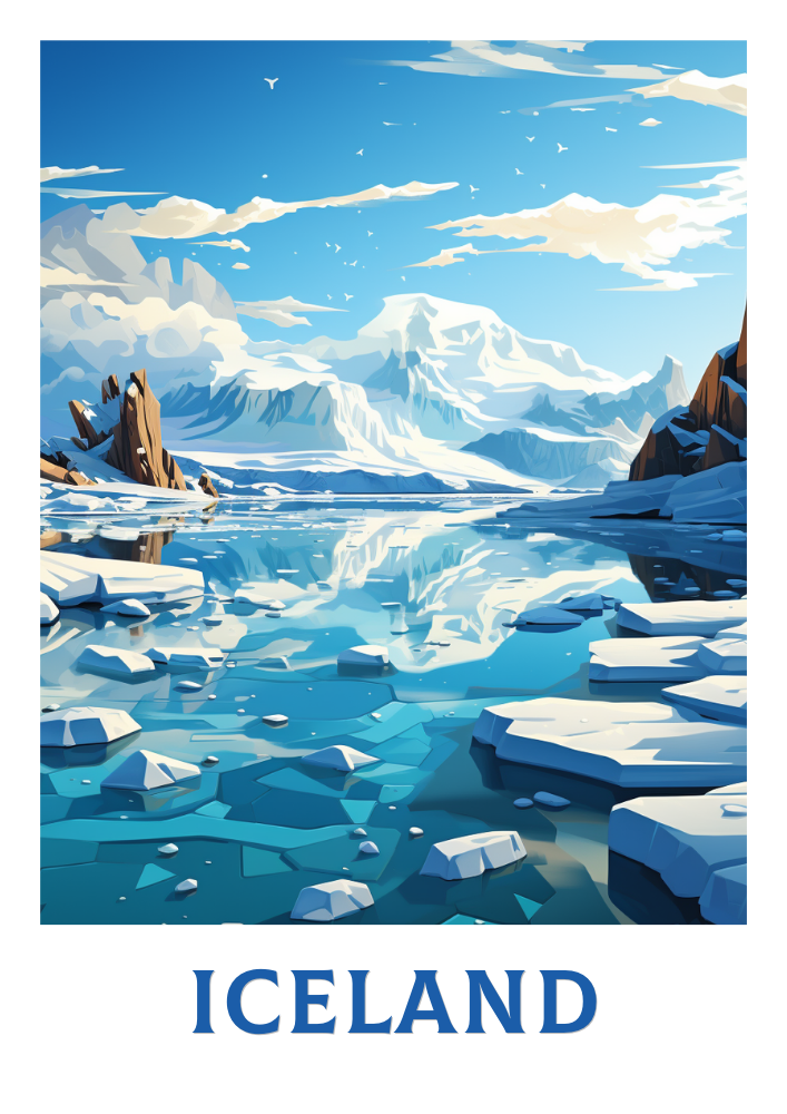 Europe ICELAND TRAVEL ARTWORK - ICELAND LAGOON