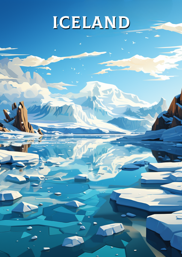 Europe ICELAND TRAVEL ART - ICELAND LAGOON