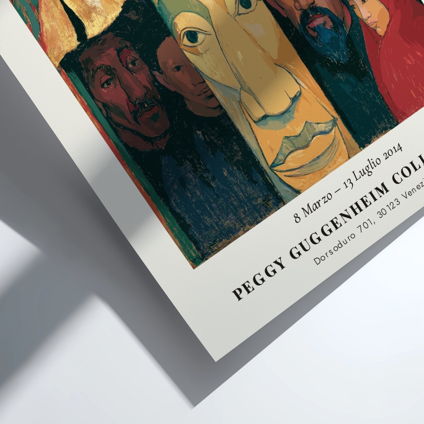 Gauguin exhibition poster featuring Idolo Polinesia with vibrant colors and expressive forms