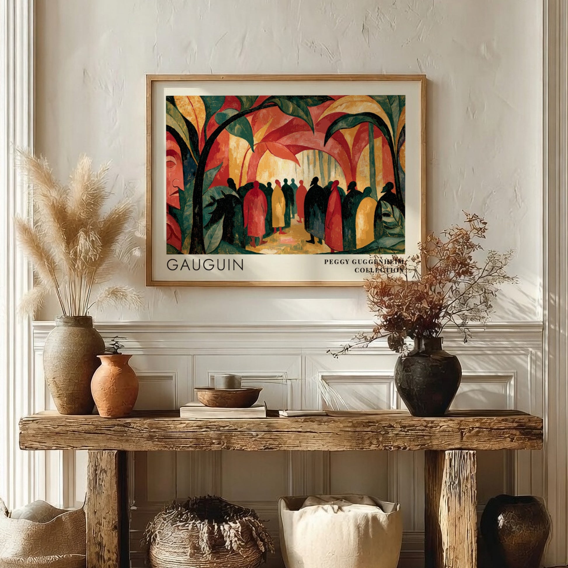 Wall art poster featuring Gauguin Polinesia Idolo scene with figures in a tropical forest