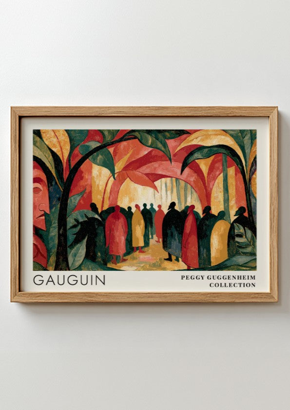 Wall art poster featuring Gauguin Polinesia Idolo scene with figures in a tropical forest