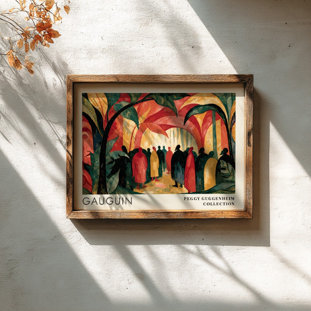 Wall art poster featuring Gauguin Polinesia Idolo scene with figures in a tropical forest