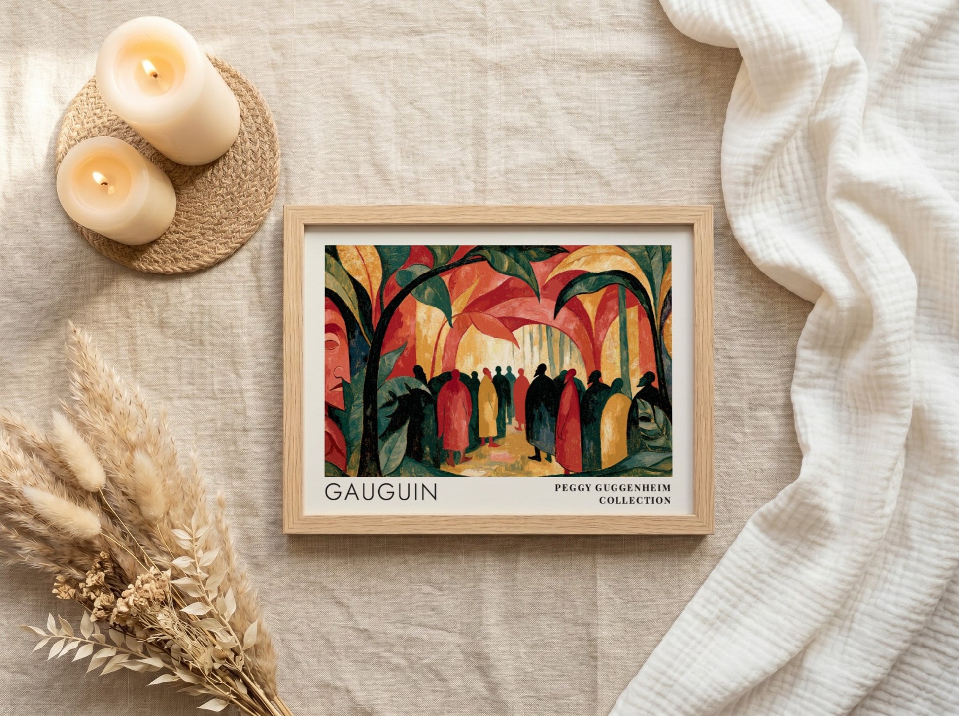 Wall art poster featuring Gauguin Polinesia Idolo scene with figures in a tropical forest