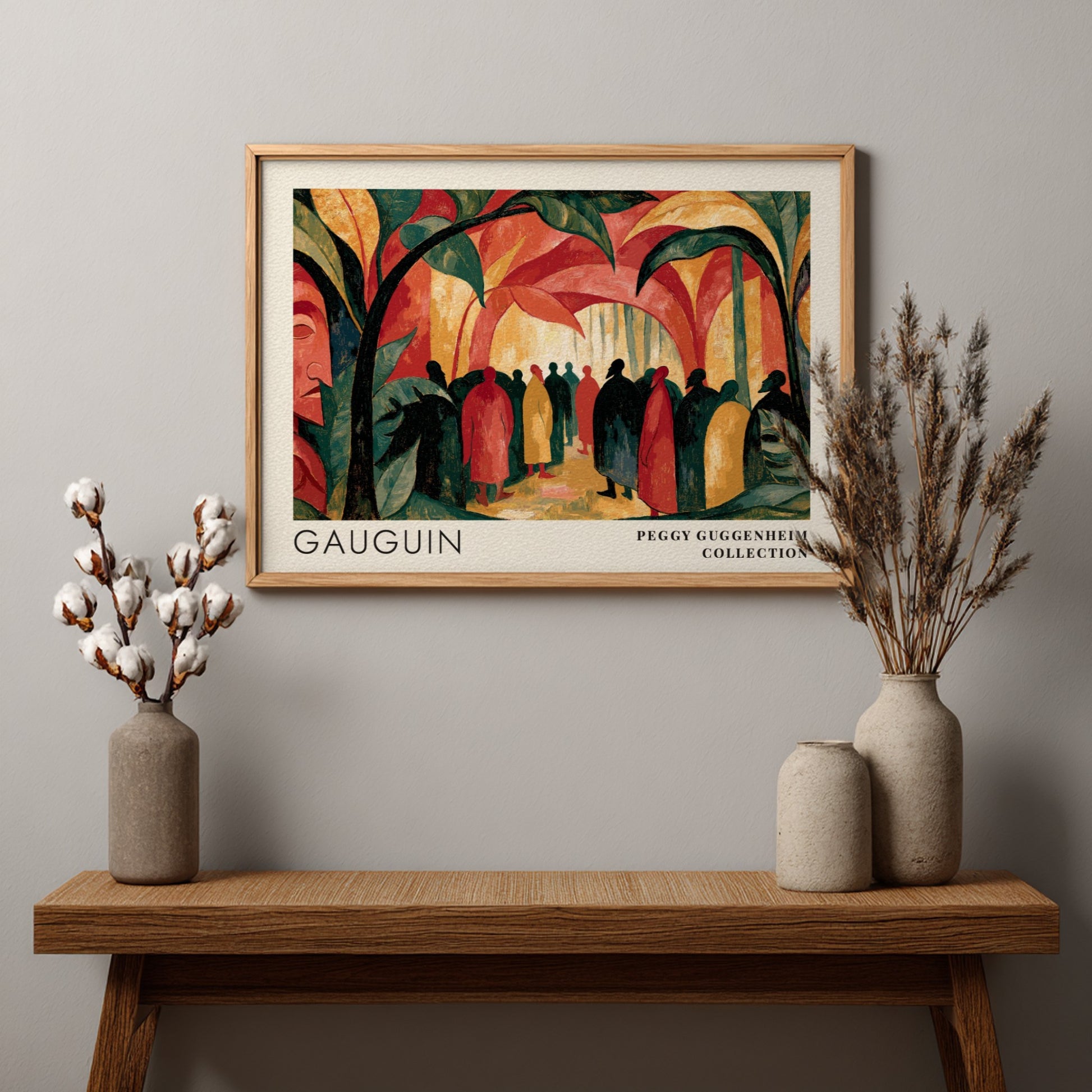 Wall art poster featuring Gauguin Polinesia Idolo scene with figures in a tropical forest
