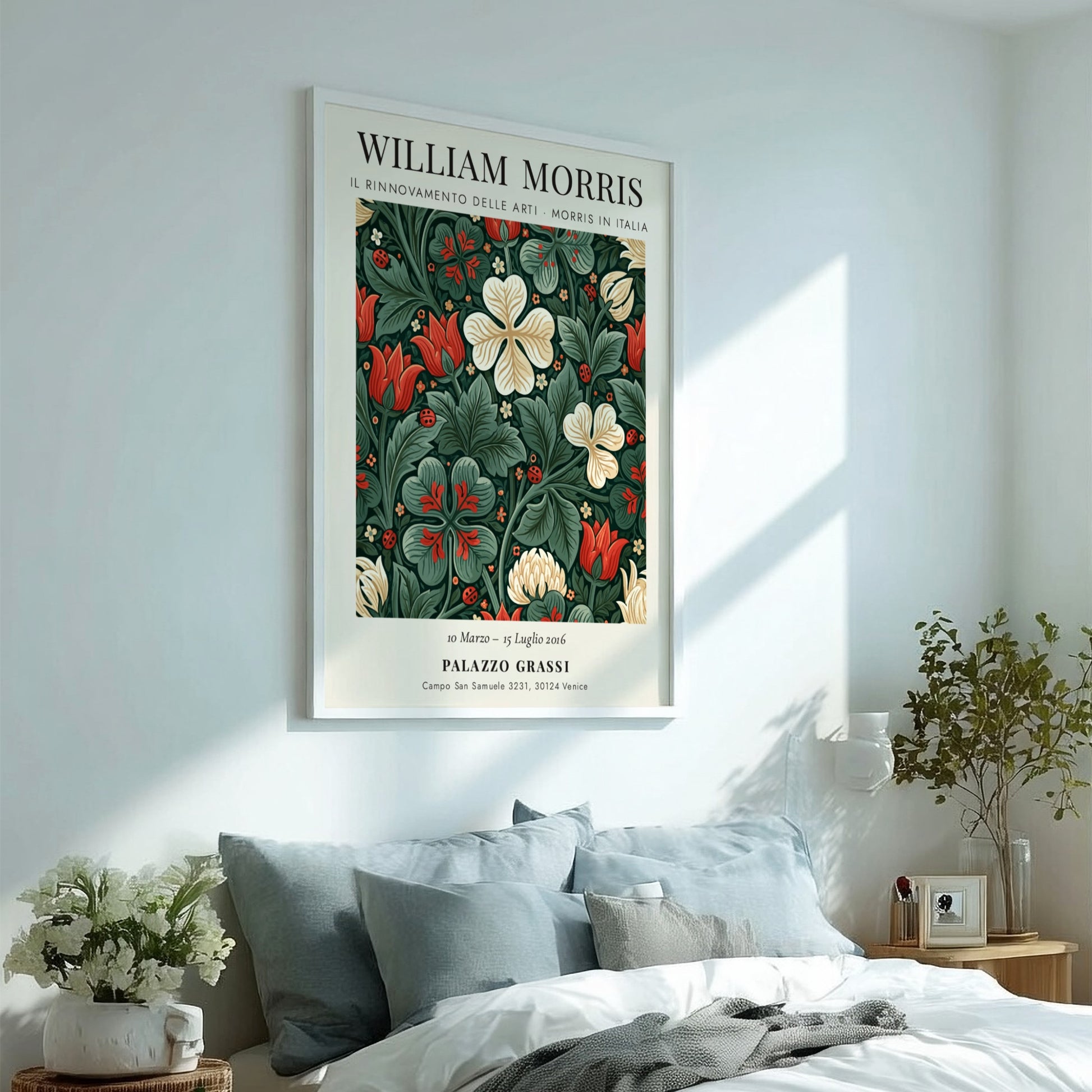 William Morris poster featuring floral design in vibrant colors