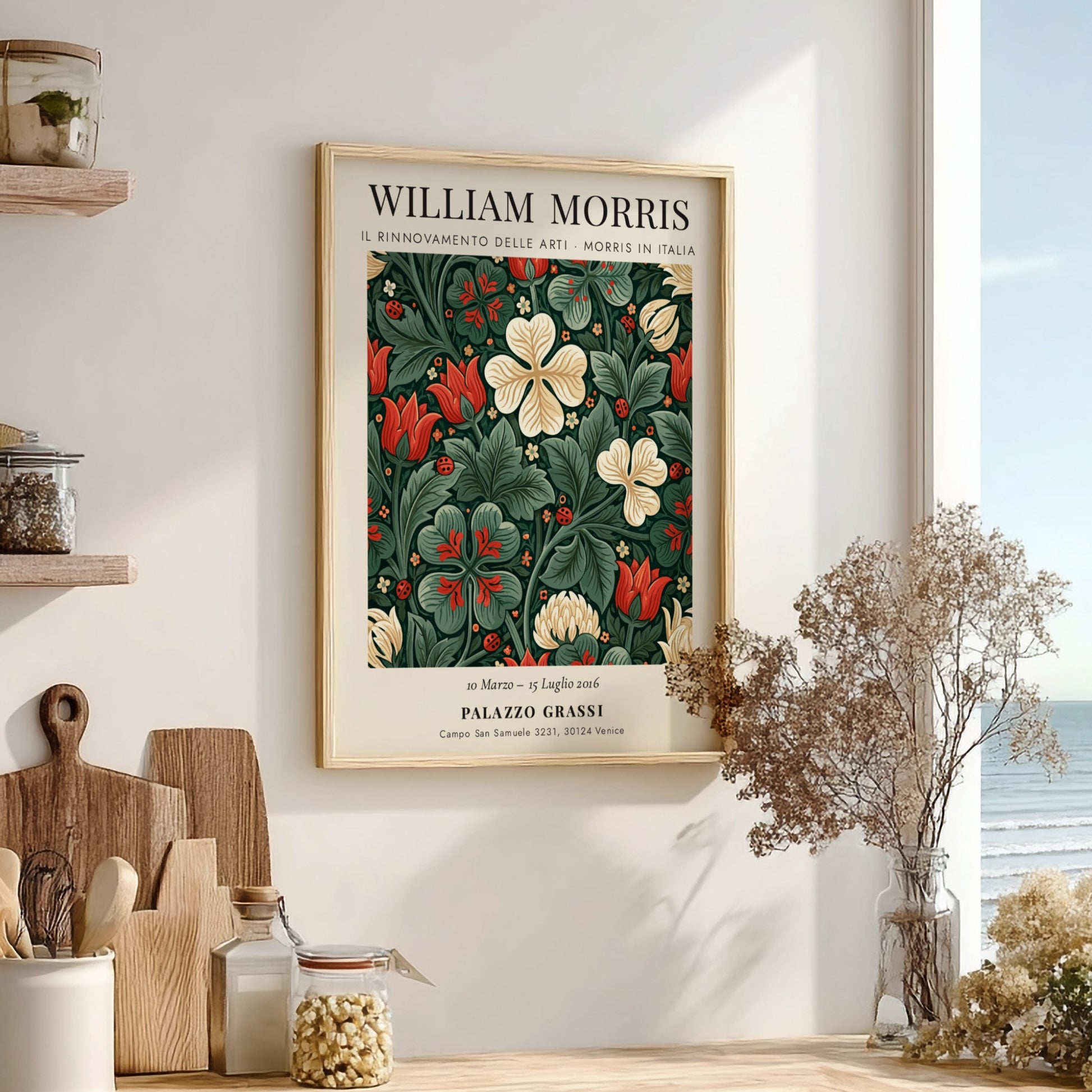 William Morris poster featuring floral design in vibrant colors