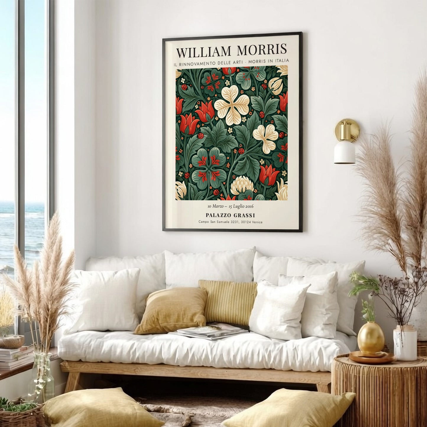 William Morris poster featuring floral design in vibrant colors