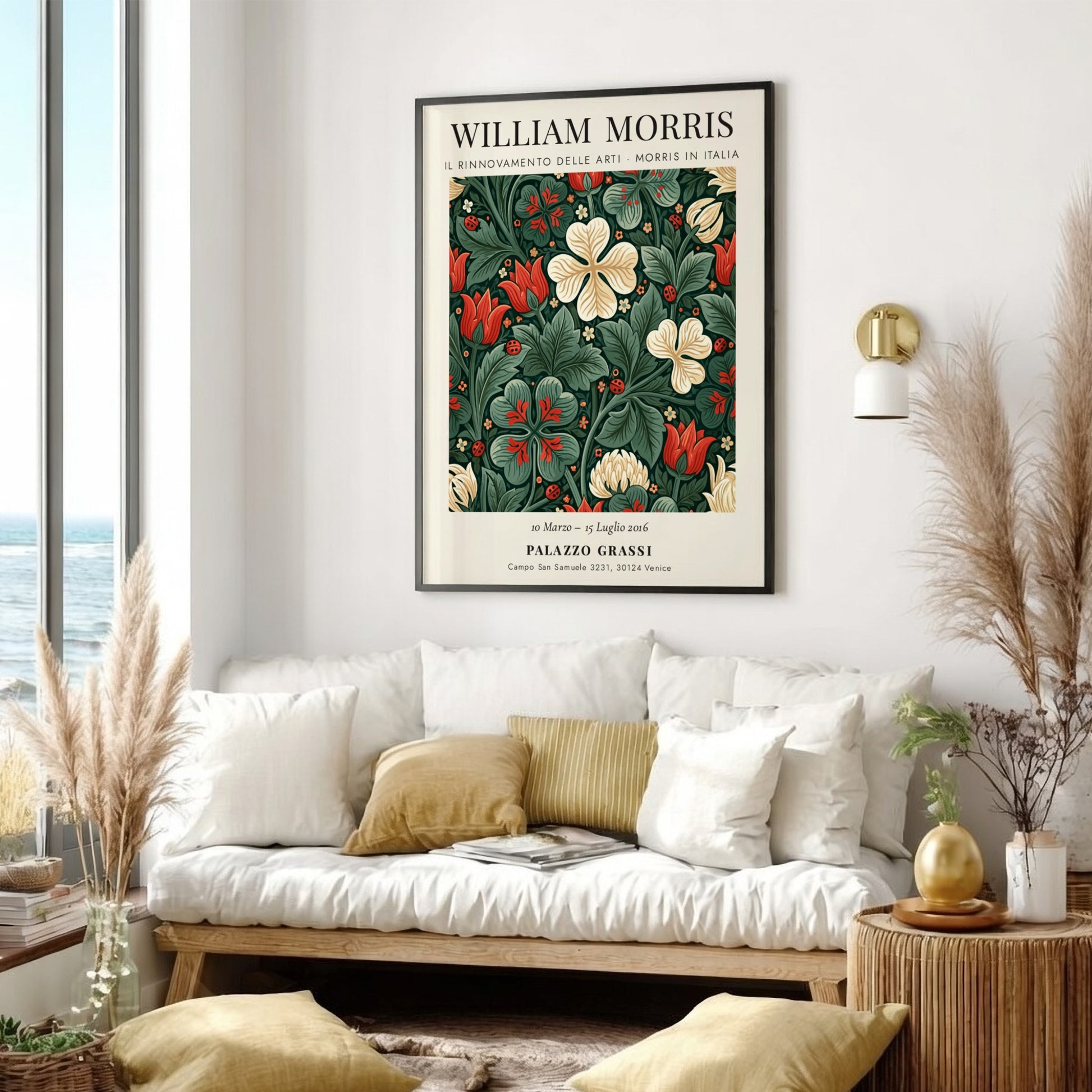 William Morris poster featuring floral design in vibrant colors