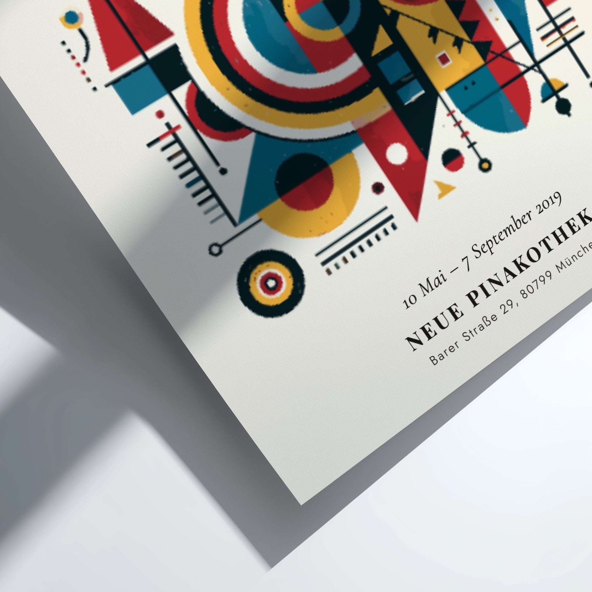 Kandinsky inspired poster with vibrant colors and abstract shapes, perfect for wall decor