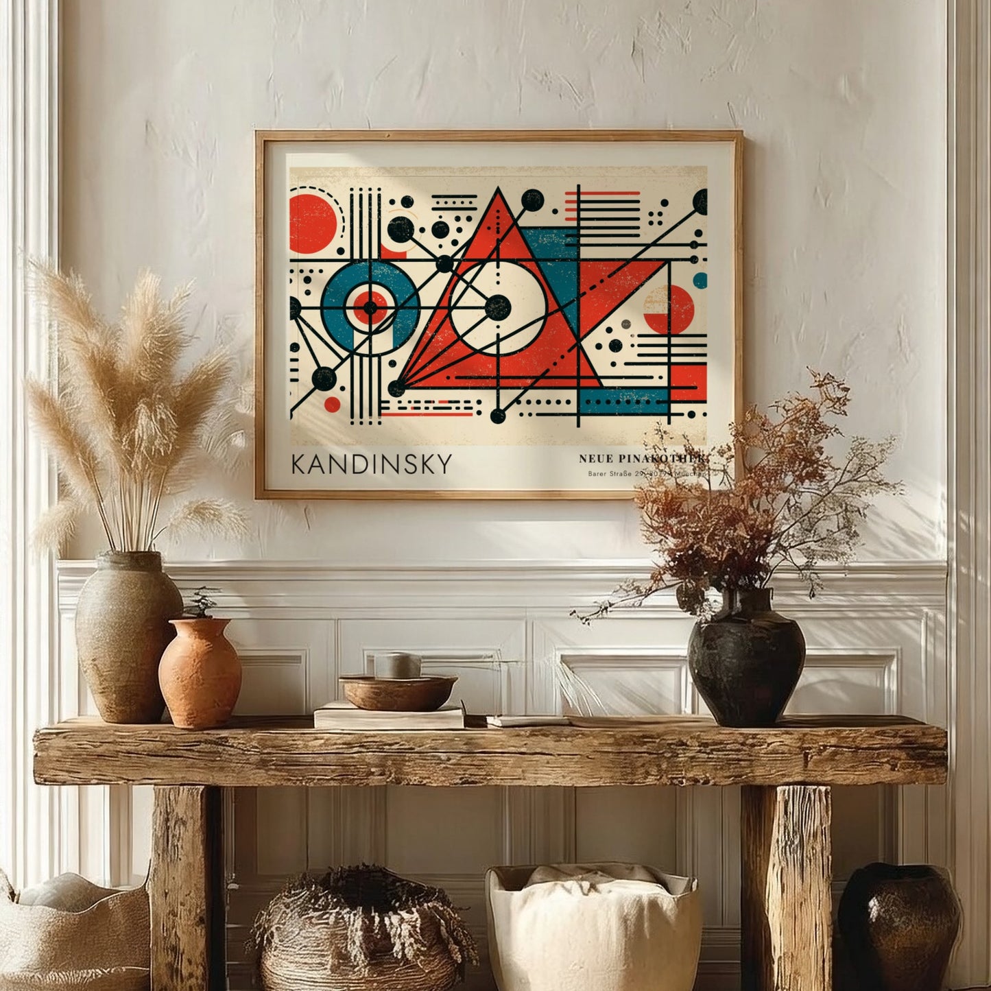 Wall art poster featuring Kandinsky Improvisation Dreizehn with geometric shapes in red and blue.