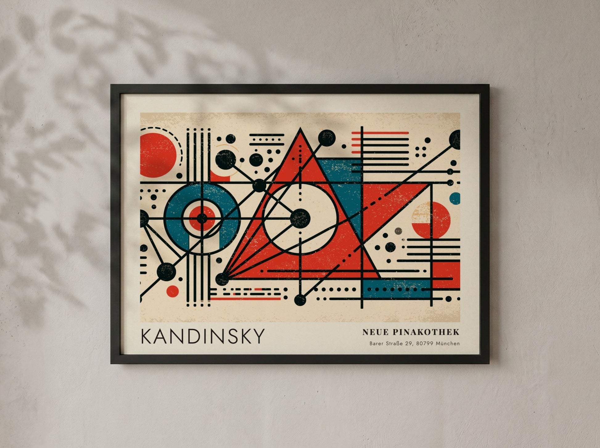Wall art poster featuring Kandinsky Improvisation Dreizehn with geometric shapes in red and blue.