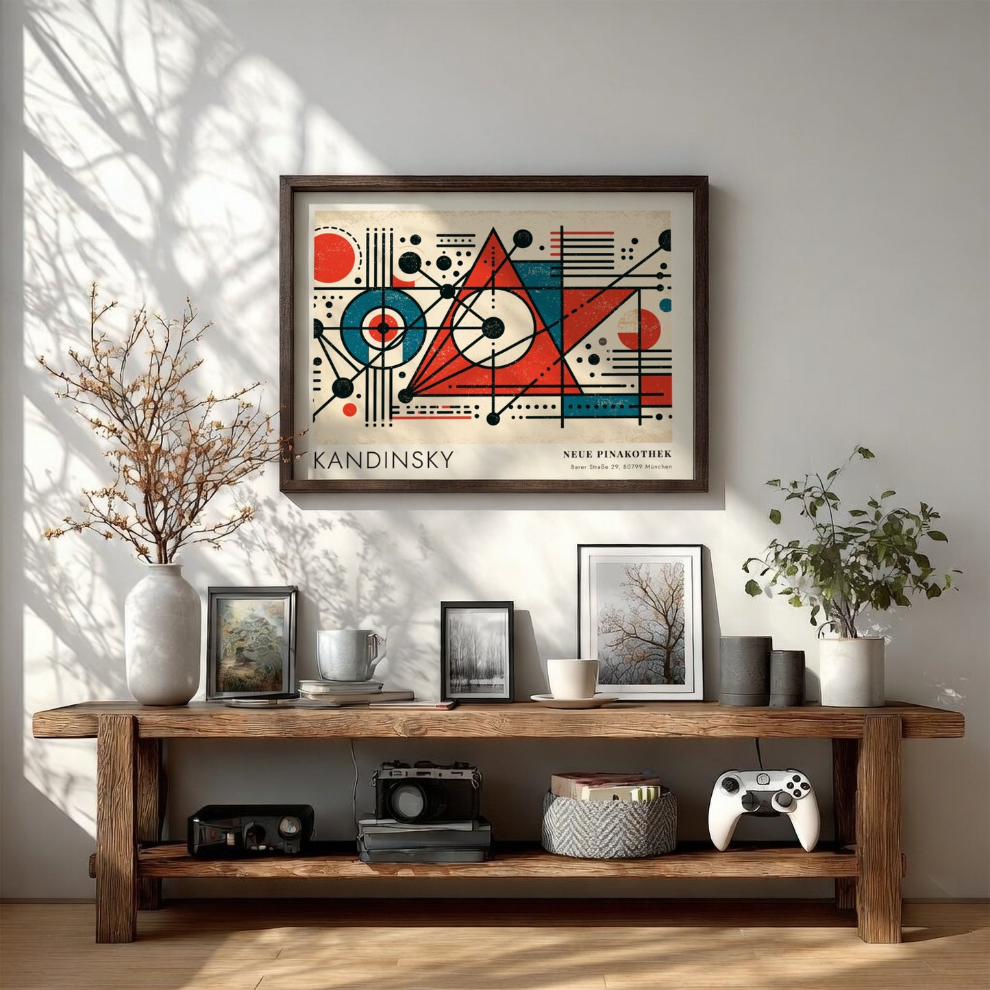 Wall art poster featuring Kandinsky Improvisation Dreizehn with geometric shapes in red and blue.