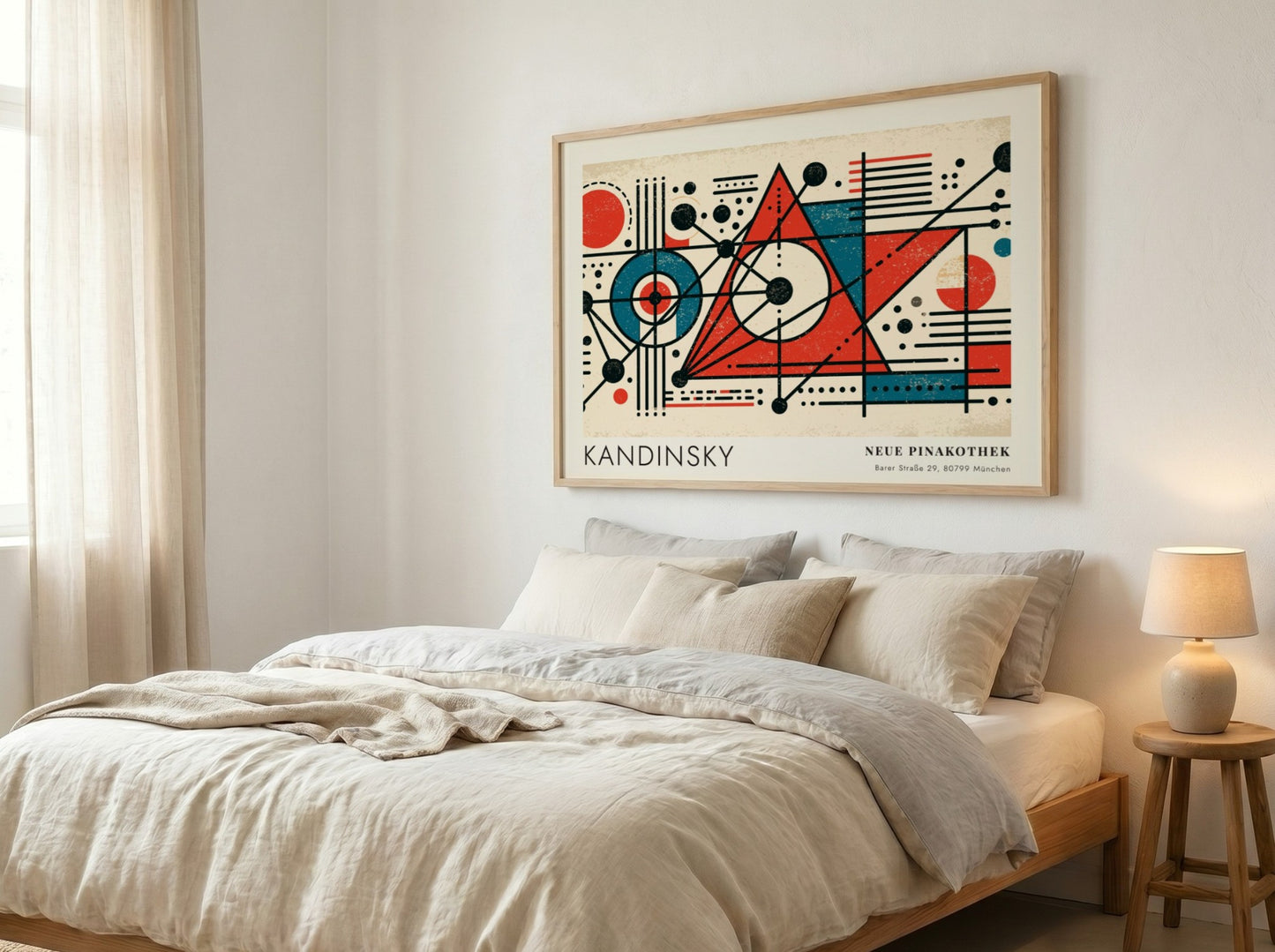 Wall art poster featuring Kandinsky Improvisation Dreizehn with geometric shapes in red and blue.