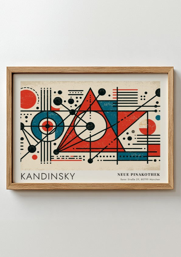 Wall art poster featuring Kandinsky Improvisation Dreizehn with geometric shapes in red and blue.