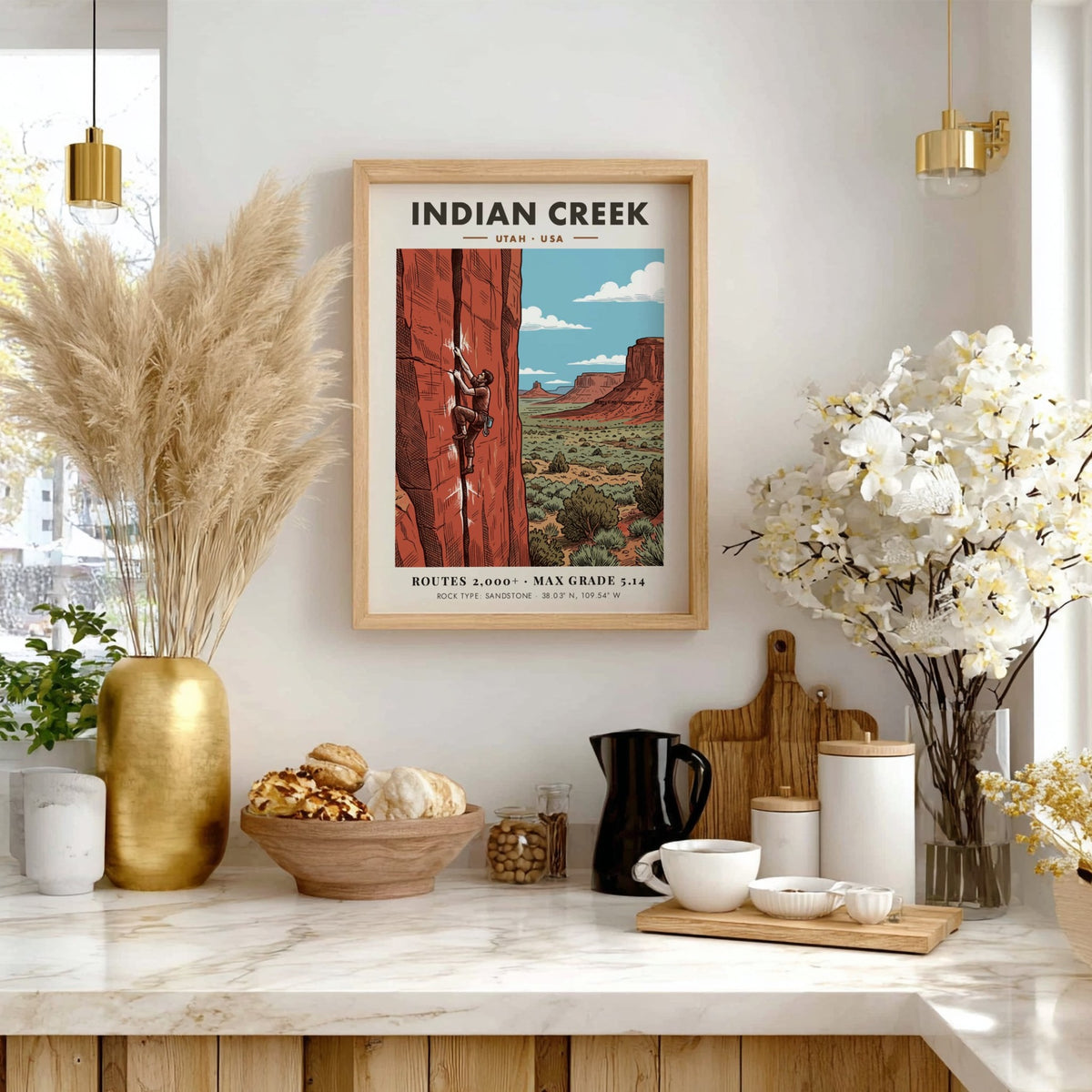 Poster showing a climber on an orange sandstone crack in Indian Creek Utah