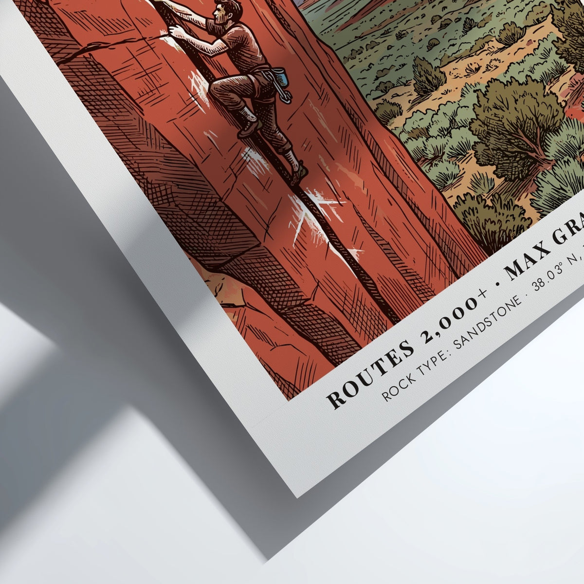 Poster showing a climber on an orange sandstone crack in Indian Creek Utah